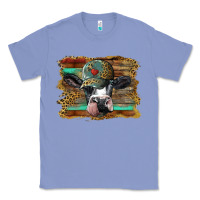 Colony Blue holstein cow with cap and leopard background Classic Tee - BarkalooDesign