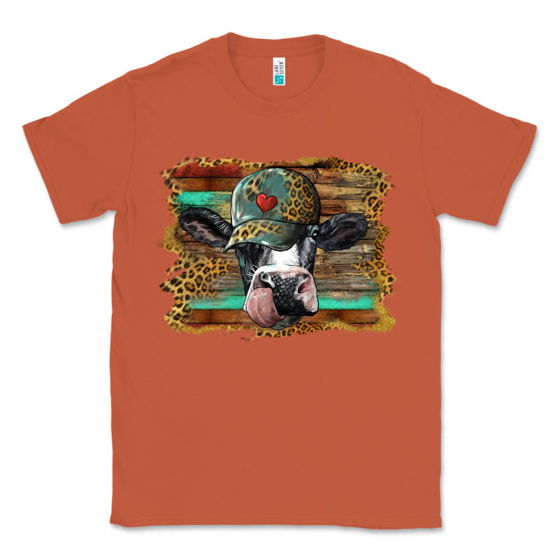 Holstein Cow With Cap And Leopard Background Classic Tee by BarkalooDesign | Teevron