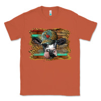 Copper holstein cow with cap and leopard background Classic Tee - BarkalooDesign