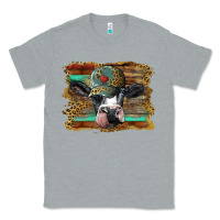 Heather Grey holstein cow with cap and leopard background Classic Tee - BarkalooDesign