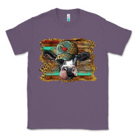 Lavender holstein cow with cap and leopard background Classic Tee - BarkalooDesign
