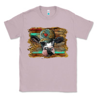 Lilac holstein cow with cap and leopard background Classic Tee - BarkalooDesign