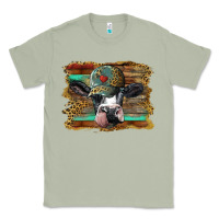 Matcha holstein cow with cap and leopard background Classic Tee - BarkalooDesign