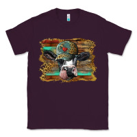 Plum holstein cow with cap and leopard background Classic Tee - BarkalooDesign