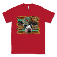 Red holstein cow with cap and leopard background Classic Tee - BarkalooDesign