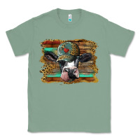Sage holstein cow with cap and leopard background Classic Tee - BarkalooDesign
