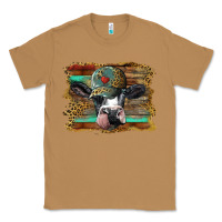 Toasted Coconut holstein cow with cap and leopard background Classic Tee - BarkalooDesign