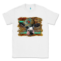 White holstein cow with cap and leopard background Classic Tee - BarkalooDesign