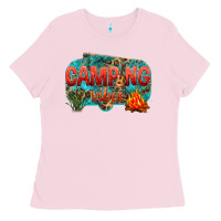 Bubblegum Pink camping vibes Ladies Tee - NancyCooperArtShop