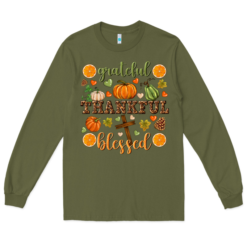 Grateful Thankful Blessed Long Sleeve Tee by NancyCooperArtShop | Teevron