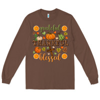Chestnut Grateful thankful blessed Long Sleeve Tee - NancyCooperArtShop