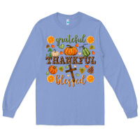 Colony Blue Grateful thankful blessed Long Sleeve Tee - NancyCooperArtShop