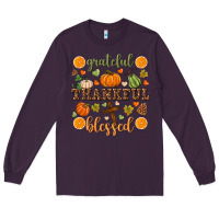Plum Grateful thankful blessed Long Sleeve Tee - NancyCooperArtShop