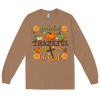Toasted Coconut Grateful thankful blessed Long Sleeve Tee - NancyCooperArtShop