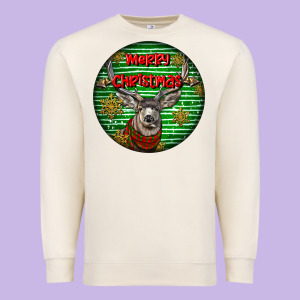 Mule Buck Deer Head Christmas Premium Sweatshirt Designed By Lillyallendesigns