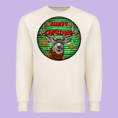 Mule Buck Deer Head Christmas Premium Sweatshirt Designed By Lillyallendesigns
