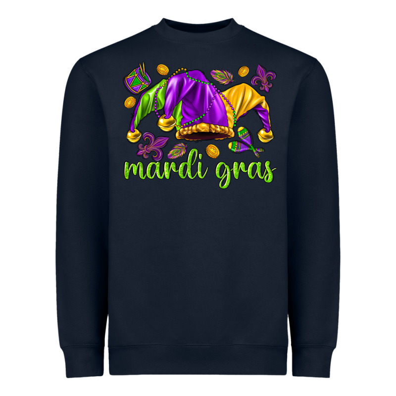 Mardi Gras With Jester Hat Heavyweight Sweatshirt by HowdyJamesFarm | Teevron