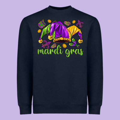 Mardi Gras With Jester Hat Heavyweight Sweatshirt Designed By Howdyjamesfarm