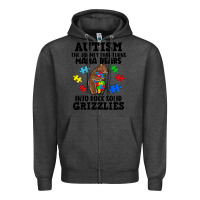 Charcoal Heather Autism grizzlies Zipper Hoodie - FaDigitalArtStudio