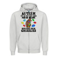 Dove Grey Autism grizzlies Zipper Hoodie - FaDigitalArtStudio