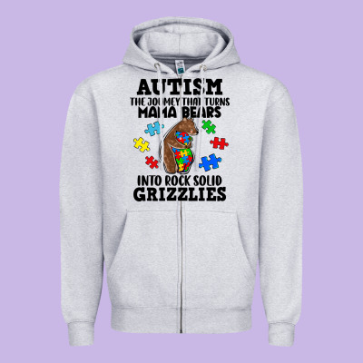 Autism Grizzlies Zipper Hoodie Designed By Fadigitalartstudio