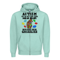 Seafoam Autism grizzlies Zipper Hoodie - FaDigitalArtStudio