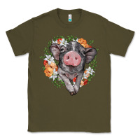 Army Green baby pig floral wreath Classic Tee - BarkalooDesign