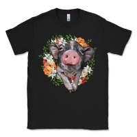 Black baby pig floral wreath Classic Tee - BarkalooDesign