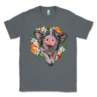 Charcoal Heather baby pig floral wreath Classic Tee - BarkalooDesign