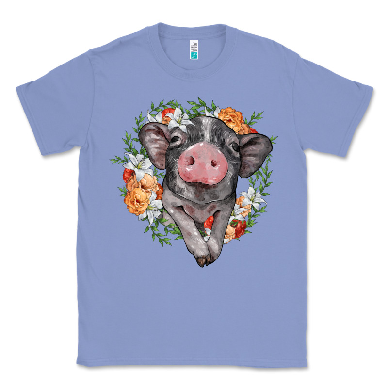Baby Pig Floral Wreath Classic Tee by BarkalooDesign | Teevron