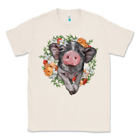 Natural baby pig floral wreath Classic Tee - BarkalooDesign