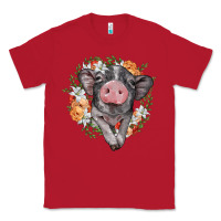 Red baby pig floral wreath Classic Tee - BarkalooDesign