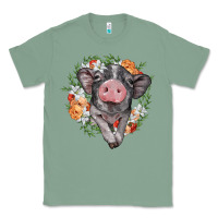 Sage baby pig floral wreath Classic Tee - BarkalooDesign