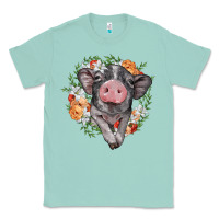 Seafoam baby pig floral wreath Classic Tee - BarkalooDesign