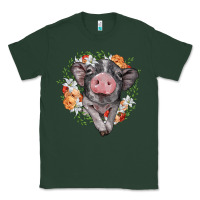 Sports Green baby pig floral wreath Classic Tee - BarkalooDesign
