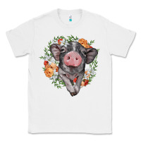 White baby pig floral wreath Classic Tee - BarkalooDesign