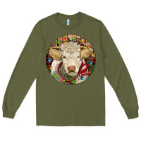Army Green Charolais Heifer Christmas Long Sleeve Tee - RanaPortraitStore