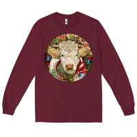 Burgundy Charolais Heifer Christmas Long Sleeve Tee - RanaPortraitStore