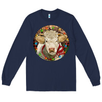 Navy Charolais Heifer Christmas Long Sleeve Tee - RanaPortraitStore