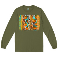 Army Green Fall Pumpkin brushstrokes Long Sleeve Tee - NancyCooperArtShop