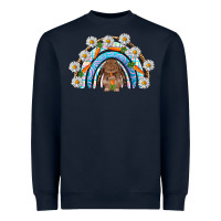 Navy Easter Bunny with carrot rainbow Easter Day Heavyweight Sweatshirt - HowdyJamesFarm