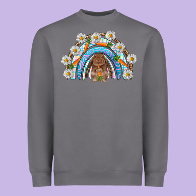 Easter Bunny With Carrot Rainbow Easter Day Heavyweight Sweatshirt Designed By Howdyjamesfarm
