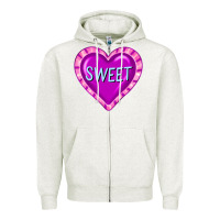Oatmeal Heather valentine's day hearts Zipper Hoodie - FaDigitalArtStudio