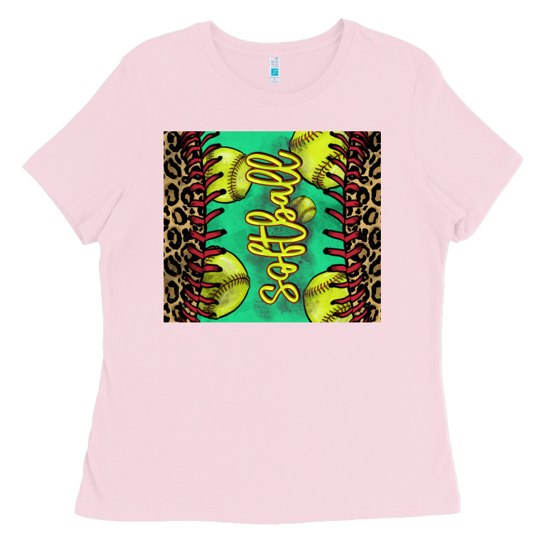 Softball Leopard Ladies Tee by NancyCooperArtShop | Teevron