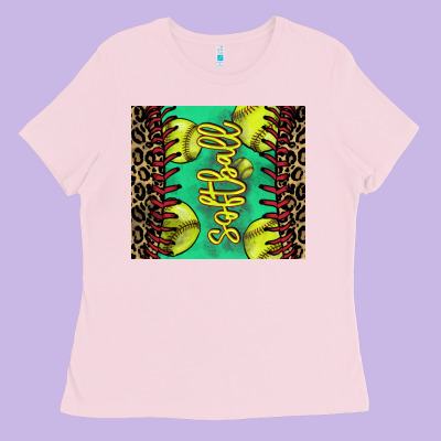 Softball Leopard Ladies Tee Designed By Nancycooperartshop