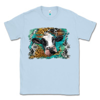Dusty Blue holstein cow leopard and western background Classic Tee - BarkalooDesign