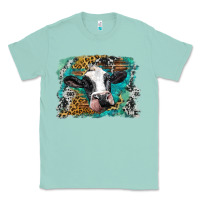 Seafoam holstein cow leopard and western background Classic Tee - BarkalooDesign