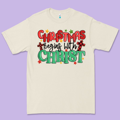 Christmas Begins With Christ Premium Tee Designed By Maliassmallbusiness