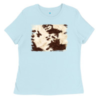 Baby Blue brown cowhide background Ladies Tee - NancyCooperArtShop