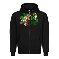Black lucky teacher St. Patricks Day Zipper Hoodie - FaDigitalArtStudio